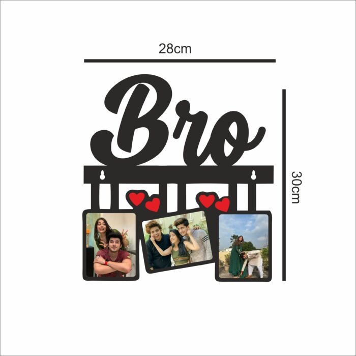 Personalized "Bro" Wooden Photo Wall Hanging Frame (Black) - Image 2