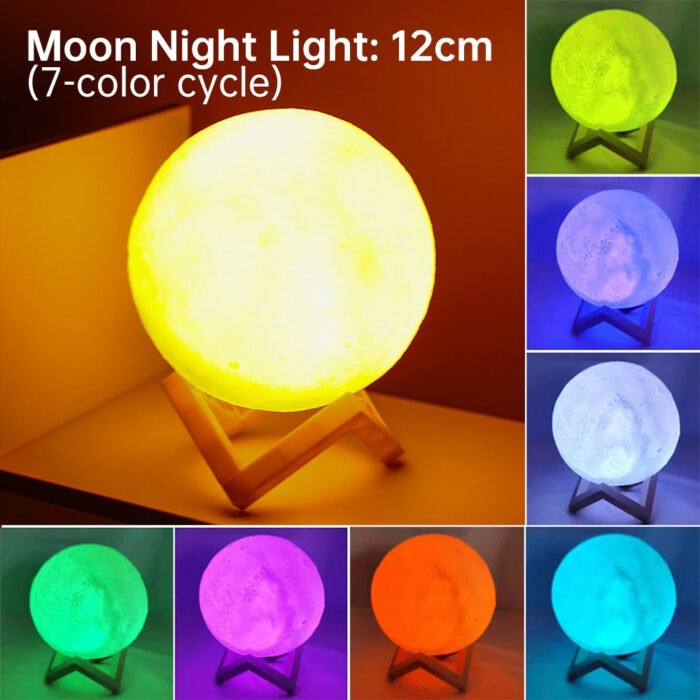 LED Moon Lamp With tap Sensor 7 color led - Image 2