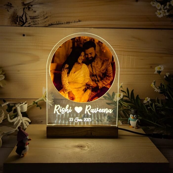 Personalized Acrylic LED Lamp with Custom Photo (Full Moon) - Image 1
