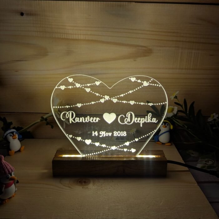 Personalized Acrylic LED Heart Lamp (Heart) - Image 1