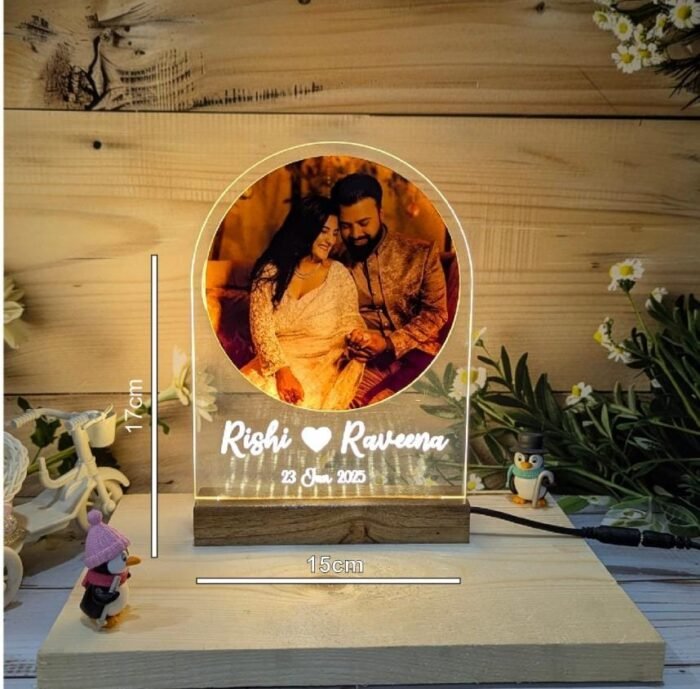 Personalized Acrylic LED Lamp with Custom Photo (Full Moon) - Image 2