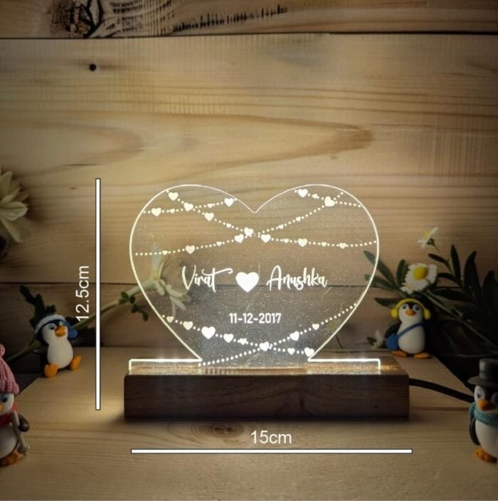 Personalized Acrylic LED Heart Lamp (Heart) - Image 2