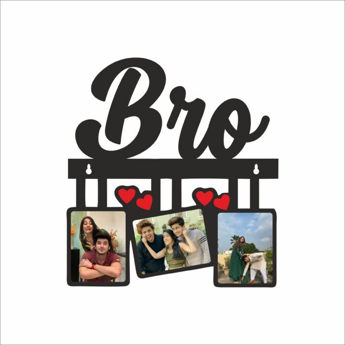 Personalized "Bro" Wooden Photo Wall Hanging Frame (Black) - Image 1
