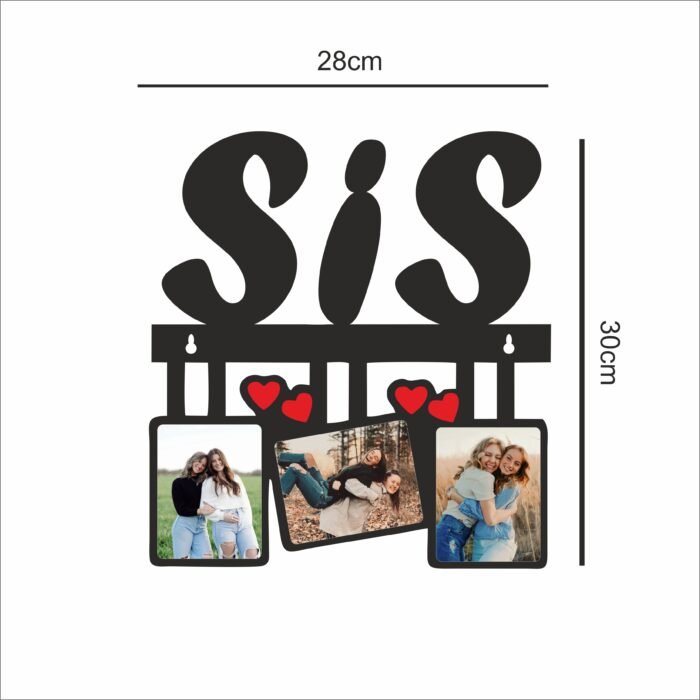 Personalized "Sis" Wooden Photo Wall Hanging Frame (Black) - Image 2